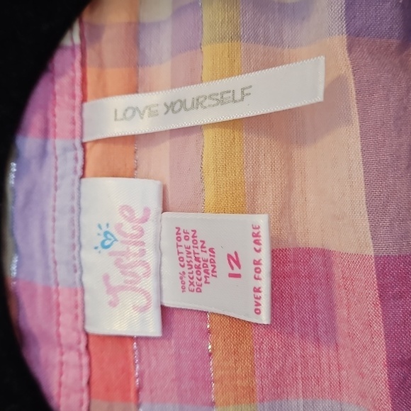 Justice Plaid Button Down Size 12 - Picture 3 of 6